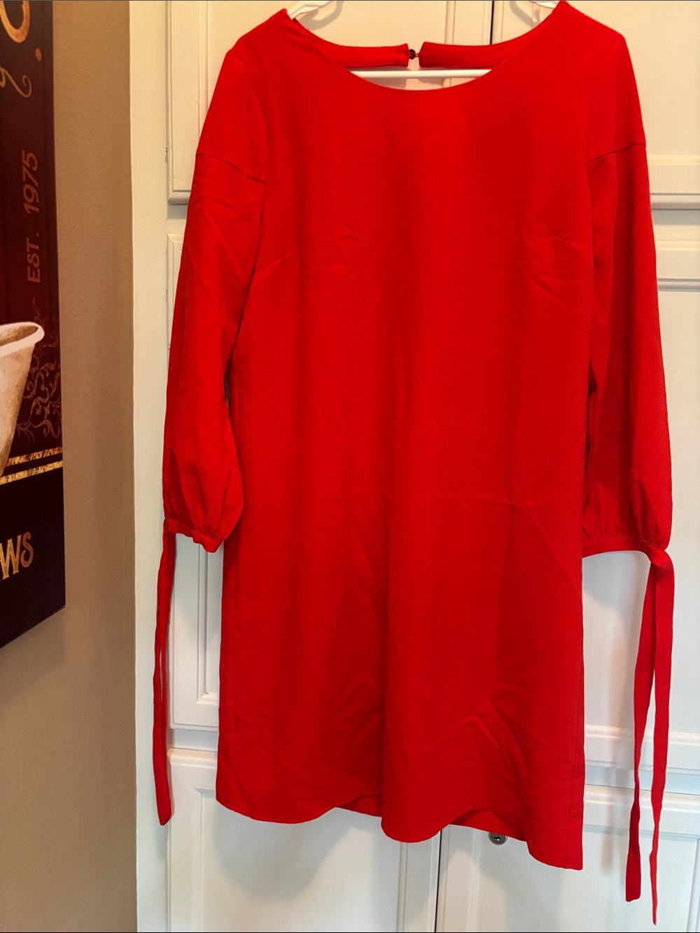 Skies Are Blue Red Long-Sleeve Tie Shift Dress